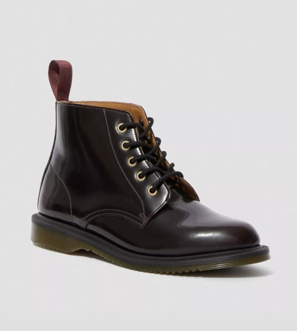 Dr. Martens Emmeline Arcadia Leather Lace Up Ankle Boots in Cherry Red US 5